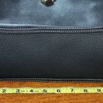 London Fog  Textured Pebbled Leather Handbag Purse Black With White Stitching Photo 13