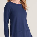 Soft Surroundings Tunic Top Pockets Long Sleeve Casual Comfy Navy PS Photo 0