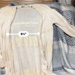 LC Lauren Conrad Cream Open Front Duster Cardigan Knit Pockets Size L White Size L Photo 5