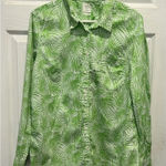Gap  Designed And Crafted Green Leaf Boyfriend Fit oxford shirt Size Large‎ Photo 0