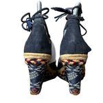 CAbi Sandals Womens 6M Blue Suede Multi Isla Espadrille Wedge Shoes Boho #6001 Photo 9