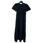 Quince  Black 100% Organic Cotton Poplin Tiered Maxi Dress Sz M Photo 3