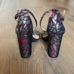 Merona  Lulu Burgundy and Silver Floral Brocade Block Heel Size 8.5 Photo 4