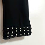 ZARA  Black Cropped Crepe Pearl Embellished Hem Trousers Small Photo 6