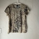 Hannah Size Medium P Animal Print Rhinestone Green Burnout‎ T Shirt Photo 1