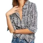 Anthropologie HOLDING HORSES Sammie Button Up AOP Printed Navy White 2 XS Photo 0