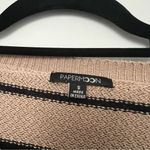 PaperMoon Tan Black Striped Knit Crewneck Pullover Sweater Size S Photo 9