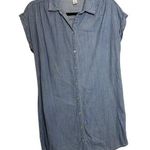 Old Navy Denim Shirt Dress Button Up Cotton Cap Sleeve Small Petite Light Blue Photo 0