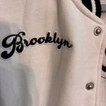 I Saw It First womens spliced varsity bomber jacket pink/white 6 Pink Photo 3