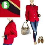 VINTAGE NORTON MCNAUGHTON RED, GOLD & BLUE MILITARY THEME WOOL BLAZER (10) Red Photo 1