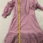 Simplee Apparel Simplee Pink Size M Long Sleeve Lace Chiffon Mini Party Dress Swiss Dot Photo 3