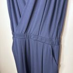 Uniqlo  Navy Wide-Leg Surplice Sleeveless Knit Jumpsuit Size Small Stretchy‎ Photo 2