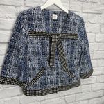 CAbi  Womens Reina 21 Club Jacket Blazer Size M Blue Black Bow Buttons 5294 Photo 1