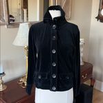 Jones New York  Signature Petite Sweater Black Velour Button Down Front Womens PM Photo 6