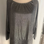 Peck & Peck  Weekend Metallic Knit Top Silver Gray Size L Photo 0
