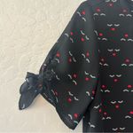 Lily White ⭐️ black eyelash and heart print tie sleeve blouse size medium Photo 3