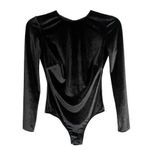 Victoria's Secret Black Velvet Open Back Bodysuit NEW XS Rhinestone Back Glam Photo 0