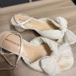 Mucccute Pleated Bow Block Heel Sandals White Size 9.5 Photo 3
