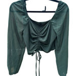 SheIn 32. Harvest Green Crop Peasant Top – Women’s Size Large Photo 0