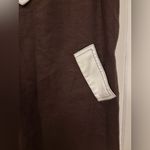 Vintage Brown & White Linen Short Sleeve Square Neck Shift Dress Tunic Photo 5