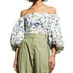 Tanya Taylor Floral Alondra Top White Womens Size 4 Photo 0