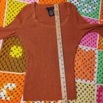 Apostrophe  Burnt Orange Sparkle Long Sleeve Sweater Size Large 14-16 Scoop Neck Photo 3