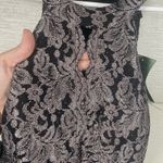 R & M Collec. Womens Size 16 Black Taupe Glitter Lace Keyhole Mermaid Gown Dress Photo 4