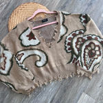Storia  distressed paisley‎ print v neck sweater Women’s Size M Photo 0