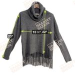 Larry Levine  Cowl Neck Fringed Sweater Size Large Casual Gray Sweater Photo 4