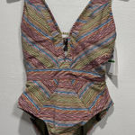 Becca  Rebecca Virtue Freespirit Plunge One Piece Swimsuit Large Multi Beach Pool Photo 0