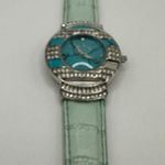 Suzette Collection Womens Juliette Collection Turquoise Watch Rhinestone Bezel Stainless Steel Back Photo 10
