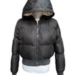 Jennifer Lopez JLO by Cropped Hooded Puffer Jacket Black Size Medium Photo 0