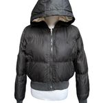 Jennifer Lopez JLO by  Cropped Hooded Puffer Jacket Black Size Medium Photo 0