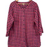 Duluth Trading Co Organic Cotton Free Range Buffalo Check Plaid 3/4 Sleeve Tunic Red Size 2X Photo 0