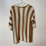 Solitaire  Striped Crochet Knit Open Front Collared Cardigan Sweater Top L Photo 3