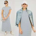 Spanx Large AirEssentials Striped Maxi T-Shirt Dress Womens New $128 Photo 1