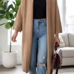 ASTR Open Front Draped Carter Soft Winter Cardigan Sweater Chestnut One Size NWT Photo 0