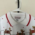 American Vintage vintage 90s 1990s Santa Claus & Reindeer white Christmas Holiday sweater Photo 3