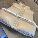 Olivaceous  liza faux leather cropped puffer vest in tan Photo 4