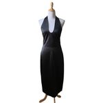 Jason Wu  Black Satin Halter Plunge Backless Dress Small NWOT Photo 1