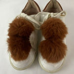 Topshop Womens Classic‎ Low Top White Pom Pom Sneakers Size 9.5 Brown Photo 0