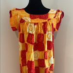 Vintage Made in Hawaii Elegant Red and Yellow Patchwork Maxi Dress Size 14 Photo 2