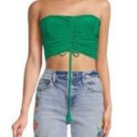 MISA Los Angeles NWT Thera Bandeau Ruched Crop Top Kelly Green, Sz Large Photo 0