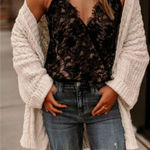 Sugar Lips Sugar + Lips Black Faux Wrap Lace Sleeveless Bodysuit Photo 0