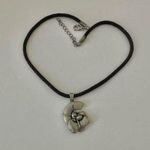 Silver tone cartoon dog on C pendant necklace on cord Photo 3
