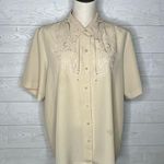 Ship 'N Shore vintage ecru embroidered blouse Size 14 Photo 0
