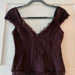 Free People Plum Lace Detail Stretchy Top Photo 0
