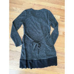 John Fashion Dress M Gray Mini Lace Ruffle Knit Long Sleeve Boho Artsy Lagenlook Size M Photo 2