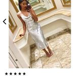 Keepsake The Label No Signs Silver Sequin Midi Dress NWT Size L Photo 1