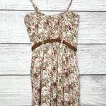 Poetry  Floral Button-Down Dress with Woven Belt Size Medium Tan Pink Spring Photo 6